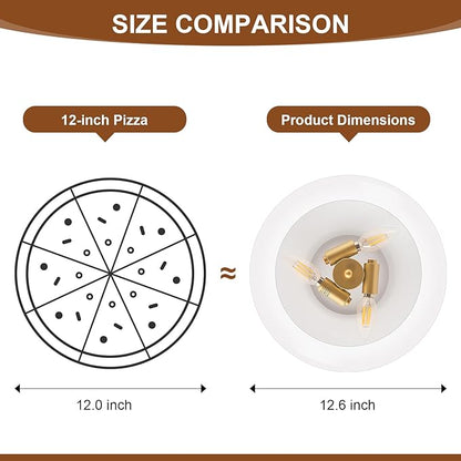 Mid-Century Modern Gold Semi Flush Mount Ceiling Light, 3-Light Kitchen Light Fixtures with Glass Shade for Entryway Hallway Bathroom Bedroom (12.6 Inch)