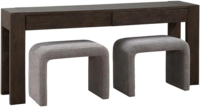 Liberty Furniture Cascade Falls 3 Piece Set - Accent Console Table, 2 Upholstered Stools - Satin Espresso