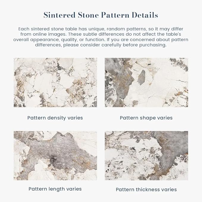 POVISON Round Dining Table for 4, 47" Modern Dining Table, Pandora Sintered Stone Dining Tabletop with Black Carbon Steel Pedestal (Dining Room Table Only)