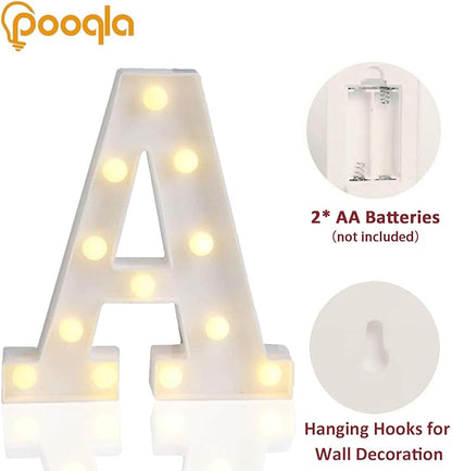 Pooqla LED Marquee Letter Lights Sign, Light Up Alphabet Letter for Home Party Wedding Decoration A