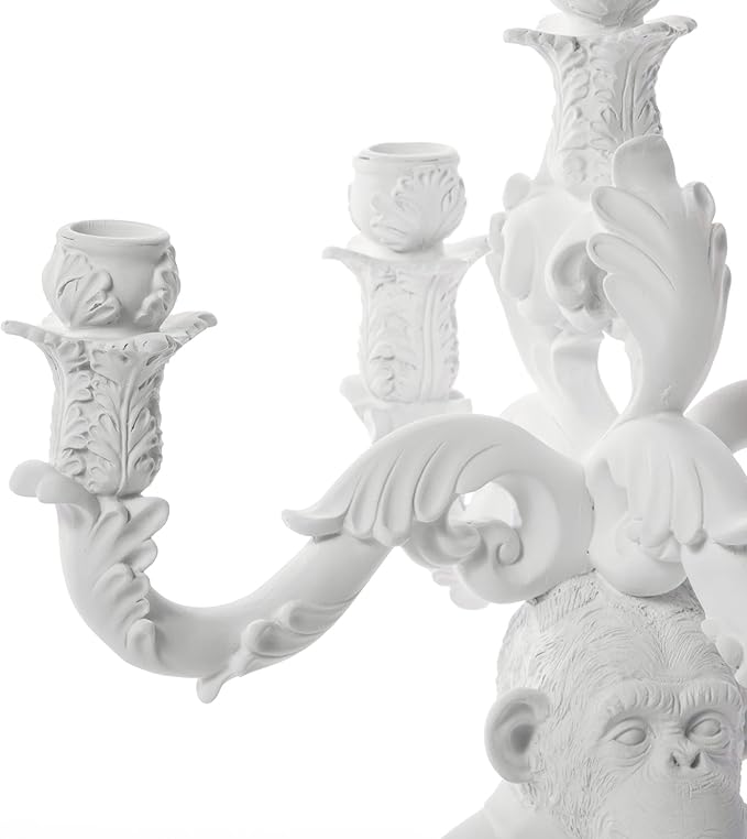 White Burlesque Candelabra The Wise Chimpanzee by Seletti Candle Holder