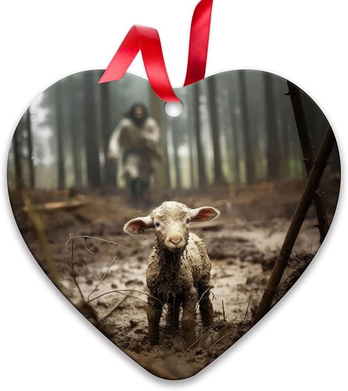 2025 Christian Christmas Ornament - Jesus and Lamb Design, Baptism Gift for Boys & Girls, Religious Holiday Tree Decoration, Birthday Gift for Women, Durable Hanging Ornament for Festive Spirit C-317