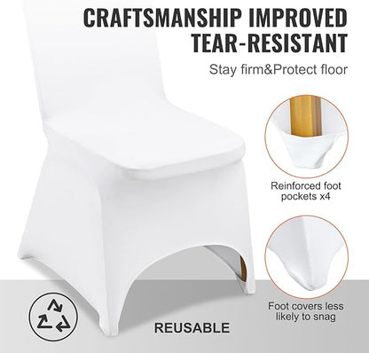 VEVOR 50 Pcs White Chair Covers Polyester Spandex Chair Cover Stretch Slipcovers for Wedding Party Dining Banquet Chair Decoration Covers