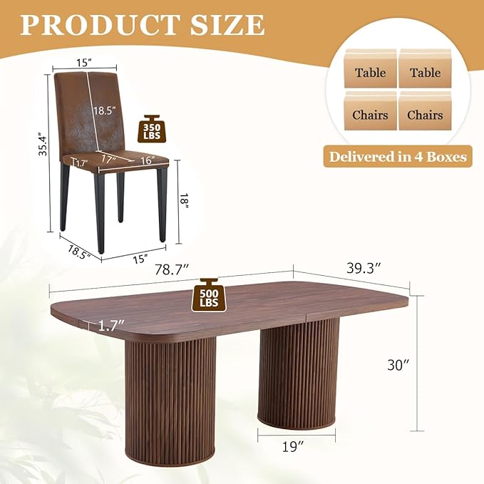 79" Dining Table Set for 10,Large Rectangular Kitchen Table Set for 10 with Cushioned Chairs,Modern Mid-Century Wood Dining Room Table Set for 10,Ideal for Dining & Gatherings (Walnut)