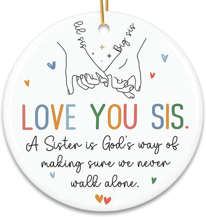 ZAGKOO Sister Ornament 2025 - Sisters Gifts for Women - Birthday, Christmas Ideas for Older Sisters Adult, Big Sis, Little Sis, Sister-in-Law We Never Walk Alone Ceramic Ornament - Sisterhood Keepsake