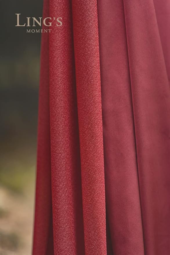 Ling's Moment Burgundy Artificial Wedding Arch Flowers Kit Pack of 4, 2pcs Hanging Flower Arrangement 2pcs Chiffon Drapes Ceremony Reception Fake Rose Arbor Backdrop Floral Party Outdoor Decorations