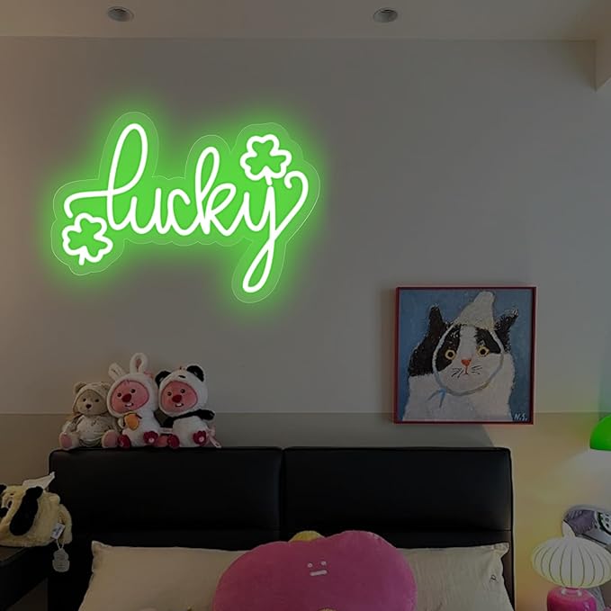 Lucky Shamrock Neon Sign, St. Patrick's Day Neon Sign,3 Leaf Clover Sign,Home Wall Decor,Saint Patrick's Day Decor,Encouraging Light For Party Favors, Classroom, Cave Bar Pub Home Party