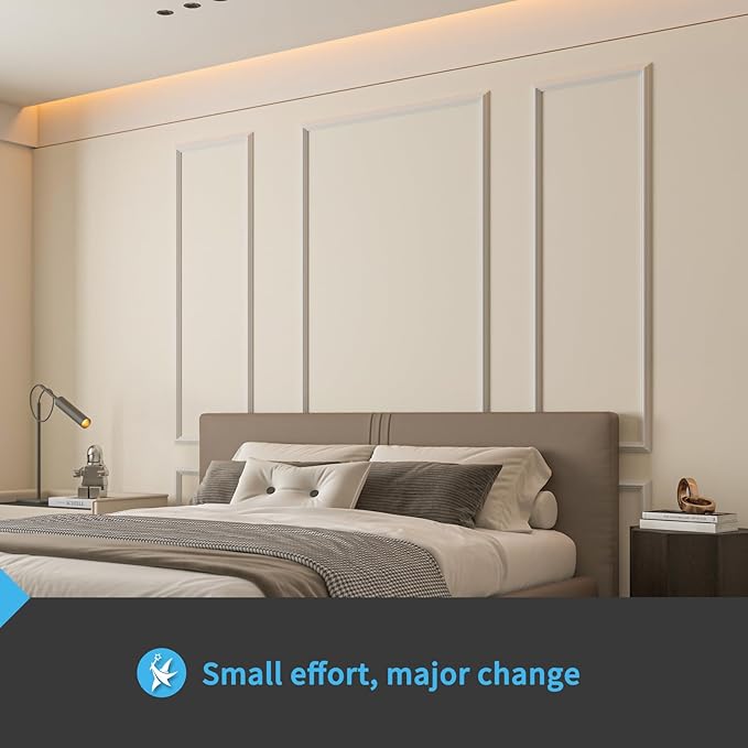 Art3d Pre-Cut Wall Molding Set of 6 pcs, Ready-to-Assemble Wainscoting Panels for Interior Wall Décor Living Room Bedroom Accent Wall - Installed with Glue, 3 Top 3 Bottom