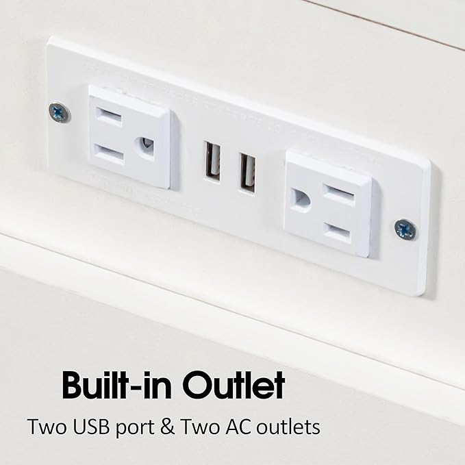 24''- 118'' Extendable Dining Room Table, Expandable Dining Table, Modern Large Table, for 2-12 Person(with Cabinet & Outlet), White Marble