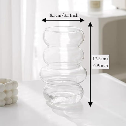 BLOFLO Transparent Glass Hydroponic Flower Vase, 7-Inch Clear Glass Vase, Four-Layer Geometric Glass Vase for Home Décor, Modern Bubble Glass Vase for Home Office Wedding Table Decoration (Clear)