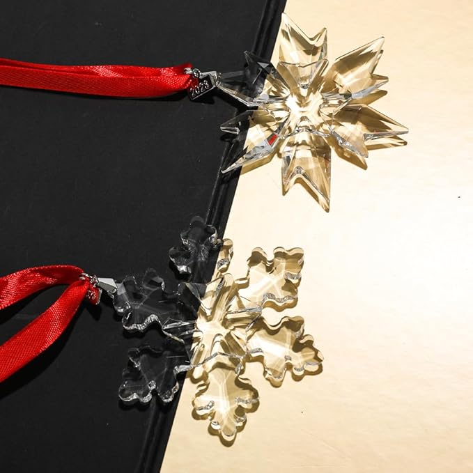 2023 Edition Crystal Snowflake Ornament Christmas Tree Ornament Home Decor Gift (23-Set of 2-Clear)