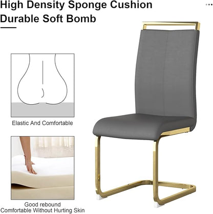 71" Glass Dining Table Set for 6, Dining Table Set 6, Modern Kitchen Table and 6 PU Chairs, Tempered Glass Top and MDF Base, Dining Room Table Set for 6