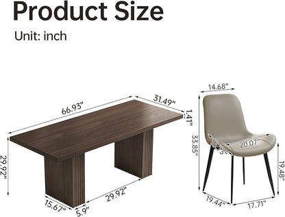 9 Piece Dining Room Table Set for 8 People, Mid Century Modern 66.93 Inch Rectangle Kitchen Dining Table with 8 Fabric Chairs Set, Suitable for KitchenApartment (Dining Table with 8 Chairs)