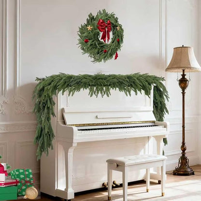 Christmas Garlands Norfolk Pine - Real Touch Pine Garlands - Garlands Christmas Decorations for Home Dining Table Mantel Porch Winter Christmas Decor(9ft)