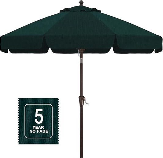 MASTERCANOPY 9ft Olefin Valance Patio Umbrella with Tilt Crank, 5-Year-Non-Fading Canopy & 8 Fiberglass Ribs for Deck, Patio, and Garden, Peacock Blue