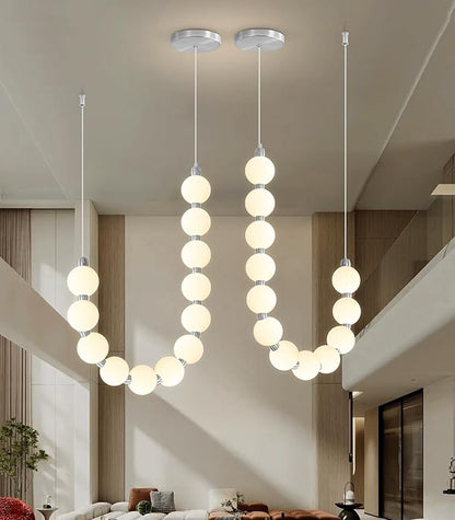 Modern Chandeliers LED Dimmable Light Acrylic Balls Ceiling Pendant Lighting for Living Room Dining Room Bedroom Adjustable Hanging Lights 25 Watts Silver Lamp