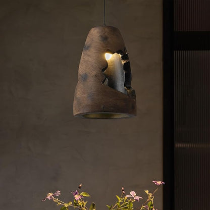 JAYMP Wabi Sabi Pendant Light for Dining Room Kitchen Island Hallway Farmhouse Hanging Lamp E26 Base Retroism Style Wine Bottle Shape Lighting Fixture (Antique Brown,A Shape, D35×H51cm)