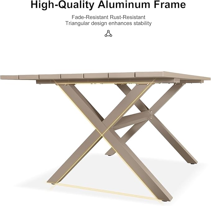 PURPLE LEAF 12 Pieces Outdoor Dining Set with Patio Aluminium Dining Table and Wicker Chairs Modern Furniture Cushions Sets for Backyard Indoor Decor Kitchen Champagne