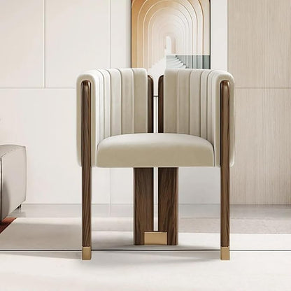 Velvet Fluted Accent Chair for Living Room with Wood Frame, High Resilience Foam, Elegant Modern Armchair (Beige)