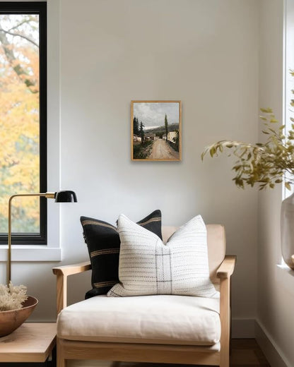 KBKBART Framed Wall Art, Vintage European Village Country Canvas Art Prints Farmhouse Decor, Vintage Oil Painting Picture, Rustic Landscape Wall Decor for Bathroom, Bedroom Living Room, Vintage Art(8"x10")