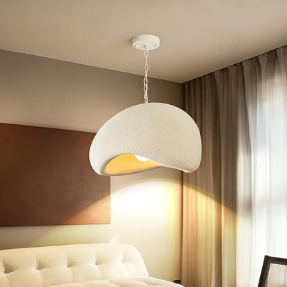 Wabi Sabi Pendant Lights,23.6in White Modern Pendant Light Resin Hanging Lamp Kitchen Island Lighting Modern Japandi Chandelier for Dining Room Bedroom Hallway Restaurant Foyer