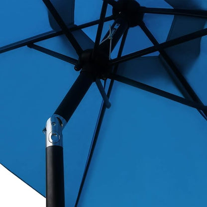 Sunnyglade 7.5' Patio Umbrella Outdoor Table Market Umbrella with Push Button Tilt/Crank, 6 Ribs (Blue)