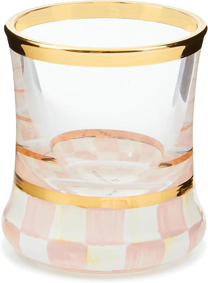 MACKENZIE-CHILDS Shot Glass, Cute Shot Glass for Drinking or Decor, 2 Ounces, Pink-and-White Rosy Check