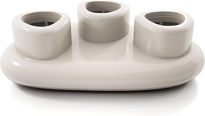 24/7 Shop at Home Kavren Modern 37-inch 2-Piece Oval Glossy Low Profile Coffee Table Set, Stone Shape Living Room Furniture for Small Space, Ivory