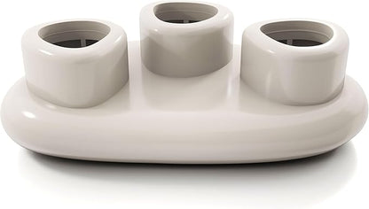 24/7 Shop at Home Kavren Modern 37-inch 2-Piece Oval Glossy Low Profile Coffee Table Set, Stone Shape Living Room Furniture for Small Space, Ivory