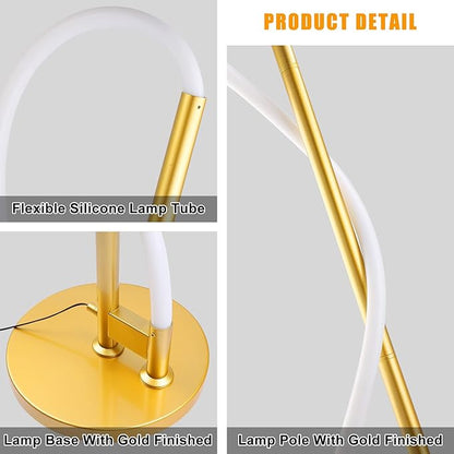 Modern LED Gold Floor Lamp, 3-Level Dimmable Flexible DIY Modeling Tall Standing Lamp, 35W/2700lm Ultra Bright White Light Corner Floor lamp For Bedroom, Living Room, Office