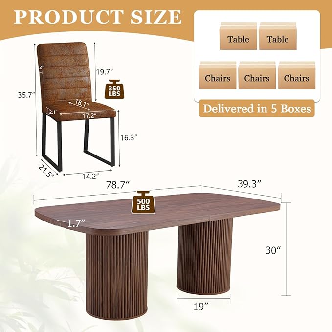 79" Dining Table Set for 10,Large Rectangular Dining Table Set for 10 with Cushioned Chairs,Modern Mid-Century Wood Dining Room Table Set for 10,Ideal for Dining & Gatherings (Walnut)