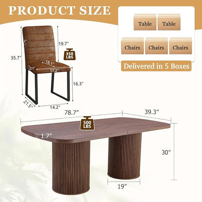 79" Dining Table Set for 10,Large Rectangular Dining Table Set for 10 with Cushioned Chairs,Modern Mid-Century Wood Dining Room Table Set for 10,Ideal for Dining & Gatherings (Walnut)