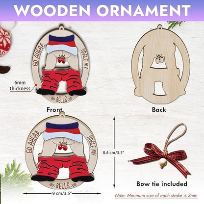 Jingle My Bell Ornaments, Santa Christmas Ornaments 2025, White Elephant Gifts for Women, Jingle Bell Ornaments for Christmas Tree, Funny Wooden Christmas Ornaments 2025