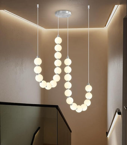 Modern Chandeliers LED Dimmable Light Acrylic Balls Ceiling Pendant Lighting for Dining Room Living Room Bedroom Adjustable Hanging Lights 45 Watts Silver Lamp