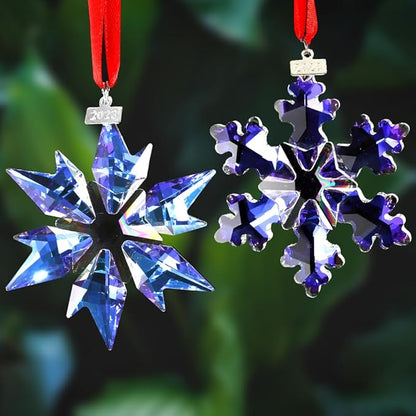 2023 Edition Crystal Snowflake Ornament Christmas Tree Ornament Home Decor Gift (23-Set of 2-Colorful)