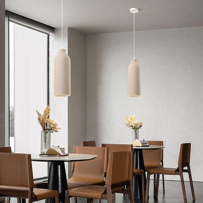 JAYMP Wabi Sabi Pendant Light for Dining Room Kitchen Island Light Hallway Restaurant Hanging Lamp E26 Base Japanese Style Wine Bottle Shape Lighting Fixture, 1 Pack (Light Brown,B Shape, D18×H50cm)