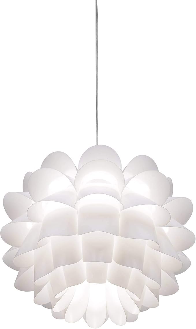 Possini Euro Design White Flower Hanging Pendant Lighting Fixture 19 1/2" Wide Modern Blooming Curved Petals for Dining Room Living House Home Foyer Kitchen Island Entryway Bedroom High Ceilings