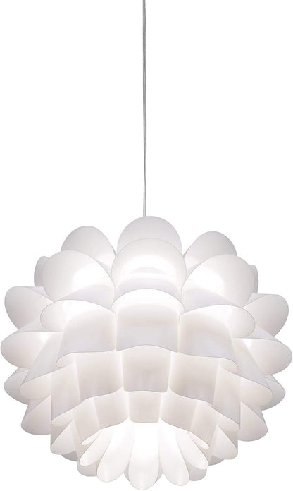Possini Euro Design White Flower Hanging Pendant Lighting Fixture 19 1/2" Wide Modern Blooming Curved Petals for Dining Room Living House Home Foyer Kitchen Island Entryway Bedroom High Ceilings
