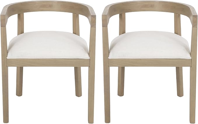 Merax 7-Piece Dining Table Set - 84'' Modern Rubberwood Table & 6 Tub Chairs, Minimalist Open-Back Design for Kitchen Dining Room, Easy Assembly, Beige+Light Natural