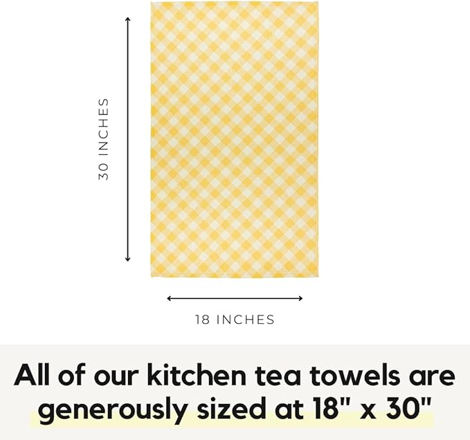 Modern Style Premium Kitchen Tea Towel Super Absorbent Fast Drying Microfiber Yellow Gingham