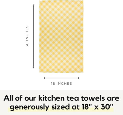 Modern Style Premium Kitchen Tea Towel Super Absorbent Fast Drying Microfiber Yellow Gingham