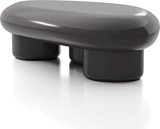 24/7 Shop at Home Kavren Modern 37-inch 2-Piece Oval Glossy Low Profile Coffee Table Set, Stone Shape Living Room Furniture for Small Space, Dark Grey