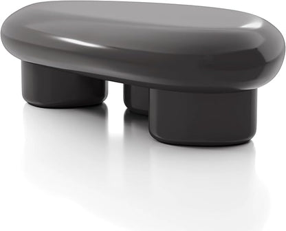 24/7 Shop at Home Kavren Modern 37-inch 2-Piece Oval Glossy Low Profile Coffee Table Set, Stone Shape Living Room Furniture for Small Space, Dark Grey