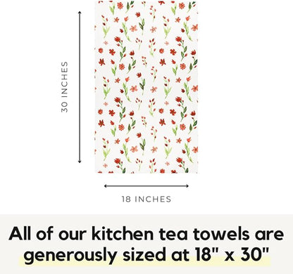 Modern Style Premium Kitchen Tea Towel Super Absorbent Fast Drying Microfiber Ruby Wildflowers