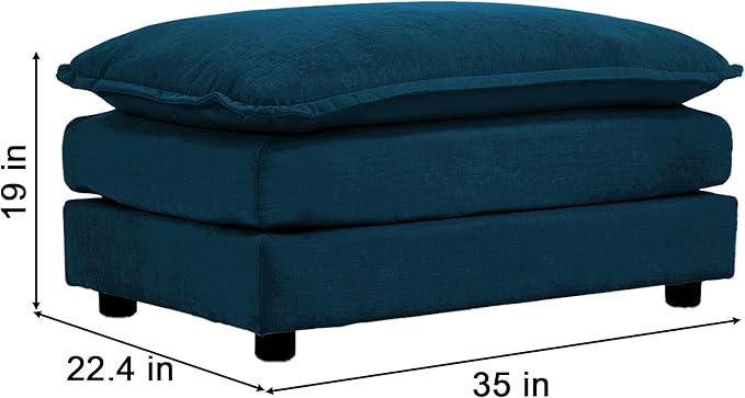 SoarFlash Chenille Sectional Sofa Ottoman,Deep Blue