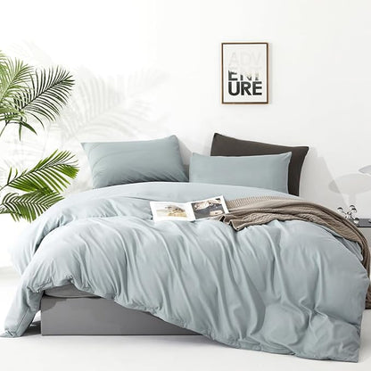 CLOTHKNOW Light Blue Queen Comforter Set 3Pcs Blue Bedding Comforter Sets Soft Women Grils Queen Comforter with 2 x Pillow Cases