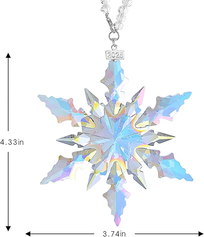 2025 Annual Christmas Ornaments Crystal Snowflake Star - Christmas Tree Ornaments Pendant Crystal Sun Catcher Home Hanging Decor
