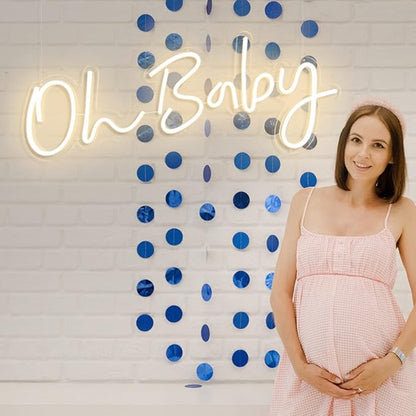 DIVATLA 38"x15" Large Oh Baby Sign for Backdrop - Oh Baby Neon Sign Dimmable Light Up Sign for Gender Reveal, Wedding, Birthday Party Bedroom Wall Decor
