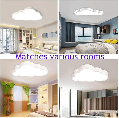 Cloud Lights for Ceiling White 26" 54w Close to Ceiling Light Fixtures with Remote Cloud Shaped Led Ceiling Lamp Flush Mount Lighting Fixture for Girls Children's Room/Kindergarten