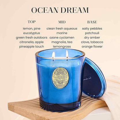 M&SENSE Large Two-Wick Summer Soy Candle | Ocean Dream & Blule | 19.8 oz, 120H Burn Time | Luxury Scented Candle for Relaxation, Gifting, Home Décor | Ideal for Bedroom, Office, Party Ambiance